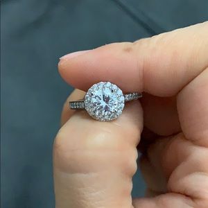 Silver halo ring engagement or fashion